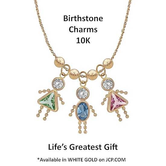 10K Gold April Birthstone Babies Girl Charm