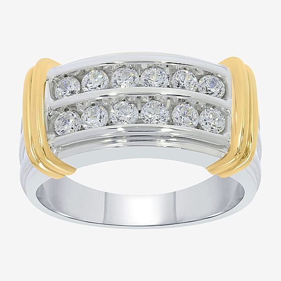 Mens 1 CT. T.W. Natural White Diamond 14K Gold Over Silver Sterling Silver Fashion Ring