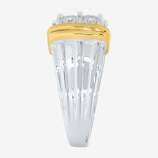 Mens 1 CT. T.W. Natural White Diamond 14K Gold Over Silver Sterling Silver Fashion Ring
