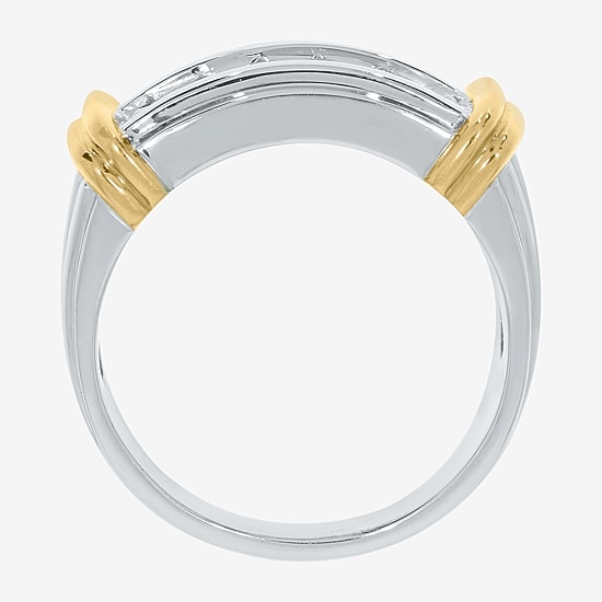 Mens 1 CT. T.W. Natural White Diamond 14K Gold Over Silver Sterling Silver Fashion Ring