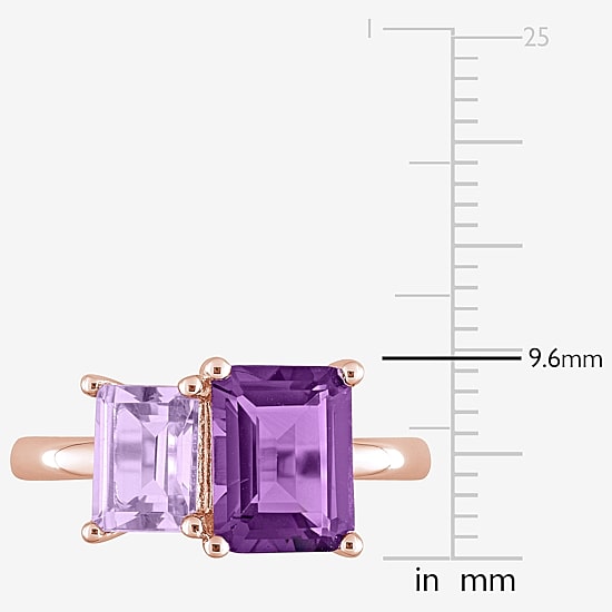 Womens Genuine Purple Amethyst 10K Rose Gold Over Silver Cocktail Ring