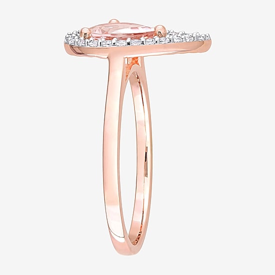 Womens Genuine Pink Morganite 18K Rose Gold Over Silver Cocktail Ring