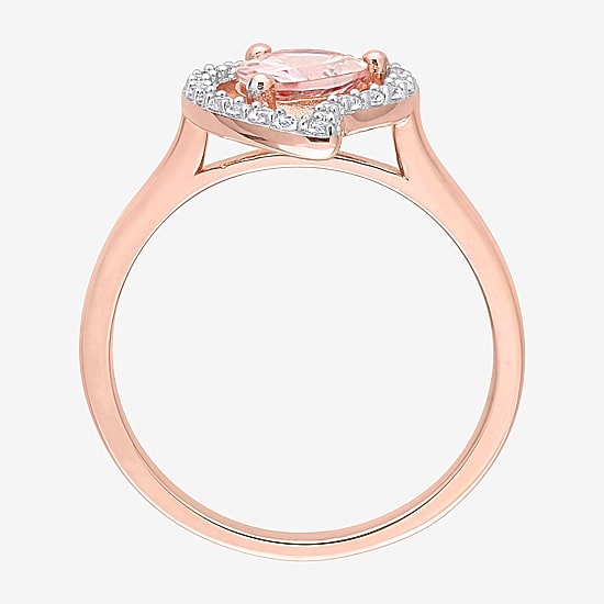 Womens Genuine Pink Morganite 18K Rose Gold Over Silver Cocktail Ring