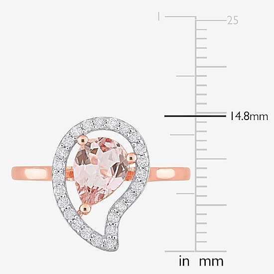 Womens Genuine Pink Morganite 18K Rose Gold Over Silver Cocktail Ring