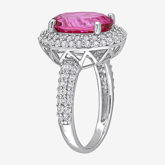 Womens Genuine Pink Topaz Sterling Silver Cocktail Ring