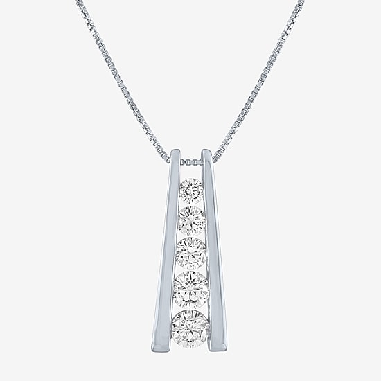 (G-H / SI2-I1) Womens 1 CT.T.W. Lab-Grown Diamond 10K White or Yellow Gold Pendant Necklace