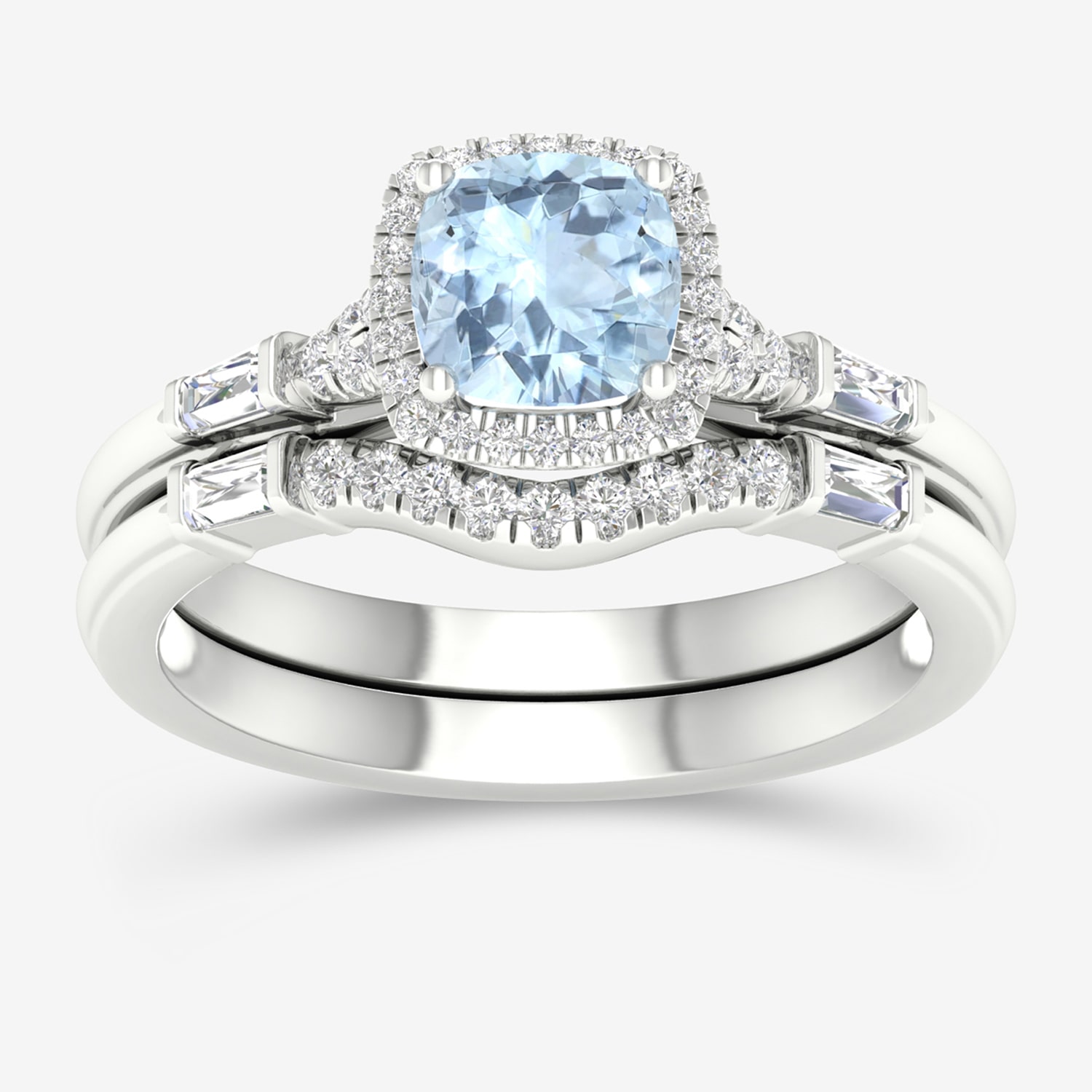 Modern Bride Gemstone Womens 1/3 CT. T.W. Genuine Blue Tanzanite 10K Gold Cushion Halo Bridal Set