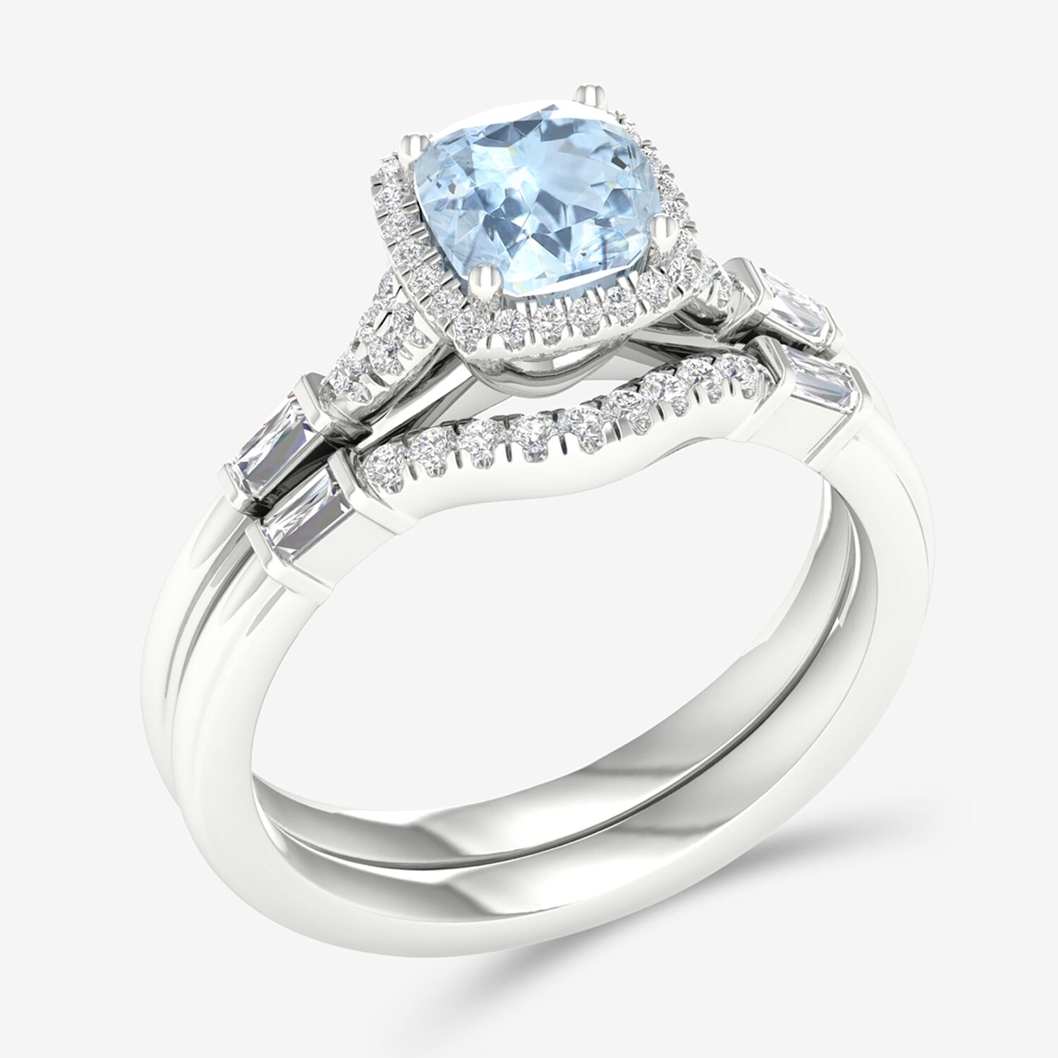 Modern Bride Gemstone Womens 1/3 CT. T.W. Genuine Blue Tanzanite 10K Gold Cushion Halo Bridal Set