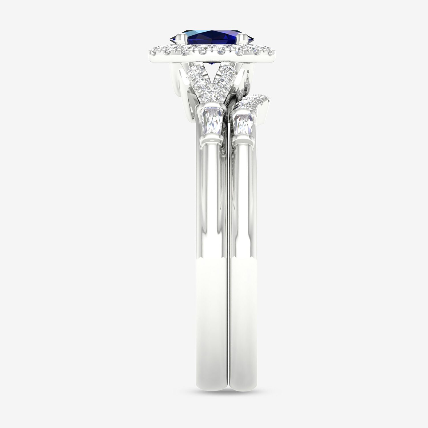 Modern Bride Gemstone and 1/3 CT. T.W. Diamond Oval Halo Bridal Set 10K Gold