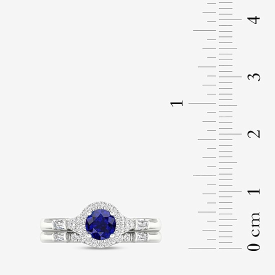 Modern Bride Gemstone Womens 1/3 CT. T.W. Genuine Pink Sapphire 10K Gold Round Halo Bridal Set