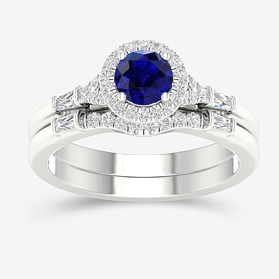 Modern Bride Gemstone Womens 1/3 CT. T.W. Genuine Pink Sapphire 10K Gold Round Halo Bridal Set