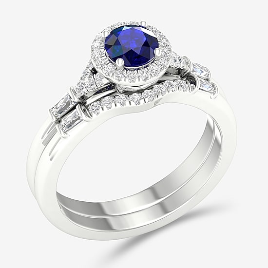 Modern Bride Gemstone Womens 1/3 CT. T.W. Genuine Pink Sapphire 10K Gold Round Halo Bridal Set