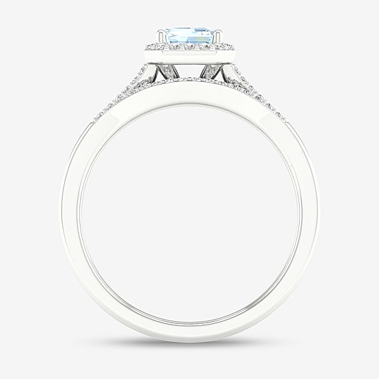Modern Bride Gemstone Womens 1/5 CT. Genuine Blue Tanzanite 10K Gold Halo Bridal Set