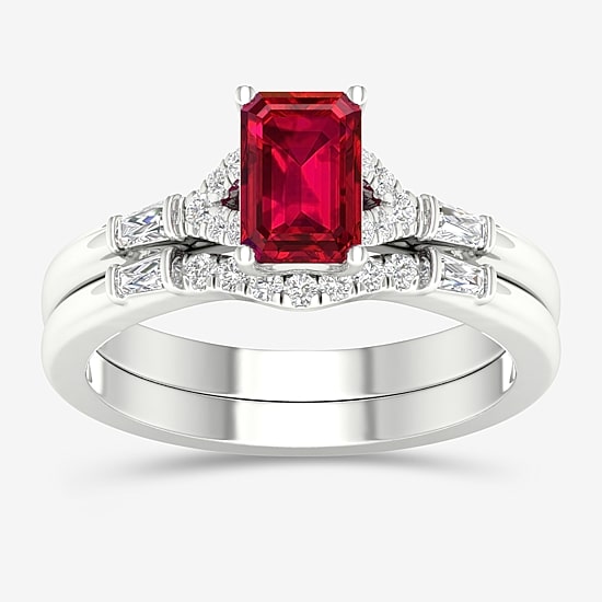 Modern Bride Gemstone Womens 1/4 CT. T.W. Genuine Green Emerald 10K Gold Bridal Set