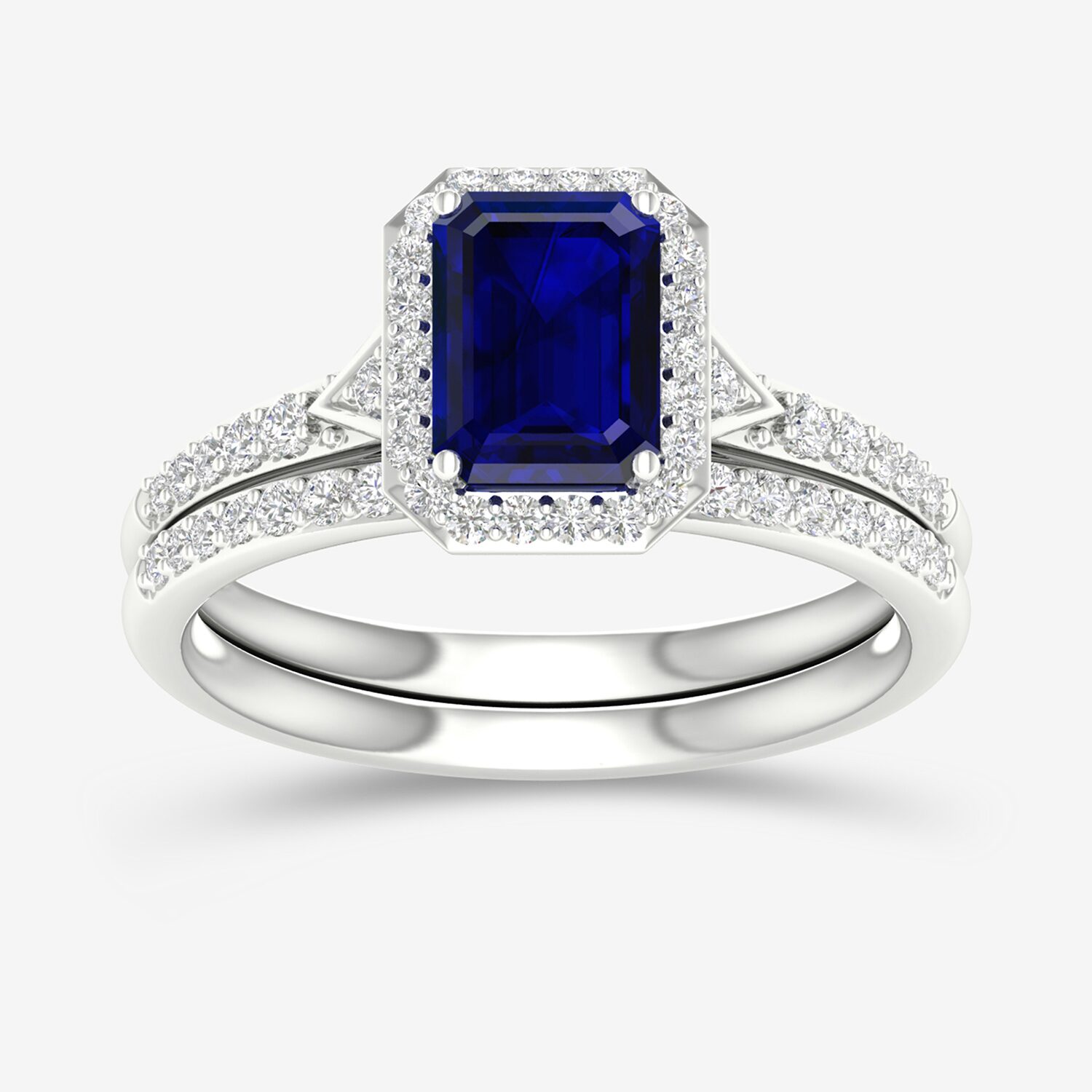 Modern Bride Gemstone Womens 1/3 CT. T.W. Genuine Blue Sapphire 10K Gold Halo Bridal Set