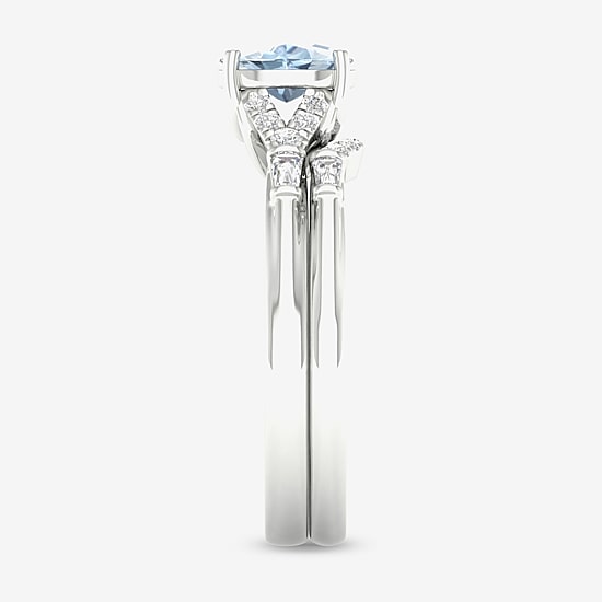 Modern Bride Gemstone and 1/4 CT. T.W. Diamond Oval Bridal Set in 14K Gold