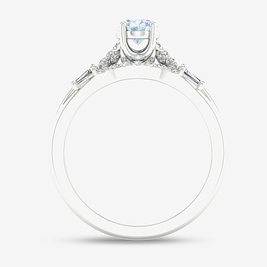 Modern Bride Gemstone and 1/4 CT. T.W. Diamond Oval Bridal Set in 14K Gold