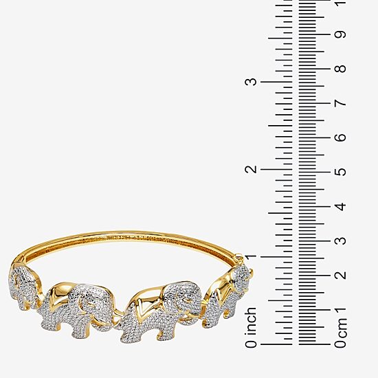 Diamond-Accent Elephant Hinged Bangle Bracelet
