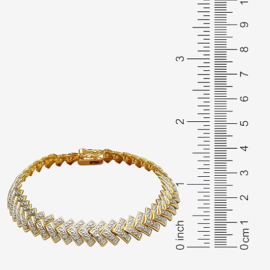 Diamond-Accent 18K Gold Over Brass Chevron Bracelet