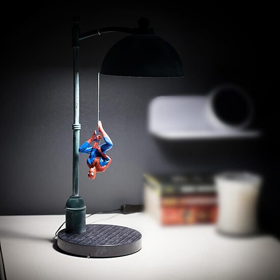 Marvel Street Lamp With Spiderman Figure 16 Inch Led Desk Lamp