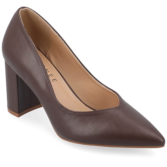 Journee Collection Simonne Womens Pointed Closed Toe Block Heel Pumps