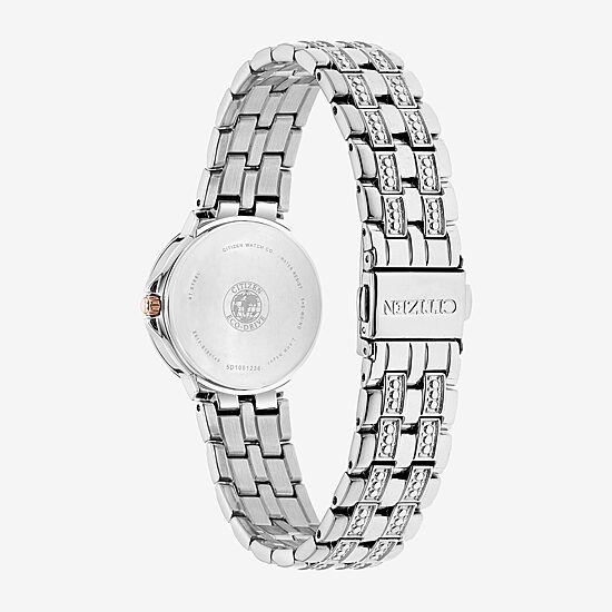 Citizen Silhouette Crystal Womens Crystal Accent Silver Tone Stainless Steel Bracelet Watch Ew2340-58a