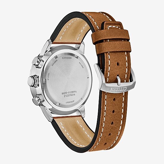 Citizen Avion Mens Chronograph Brown Leather Strap Watch Ca4477-08x