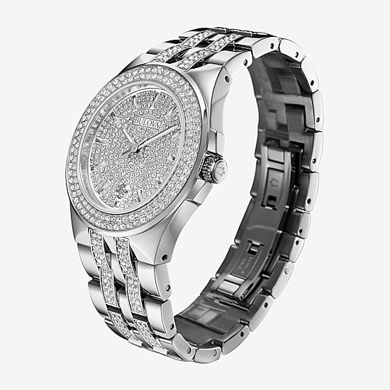 Bulova Phantom Mens Silver Tone Stainless Steel Bracelet Watch 96b235