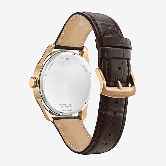 Citizen Dress/Classic Mens Brown Stainless Steel Leather Strap Watch Aw0082-01a