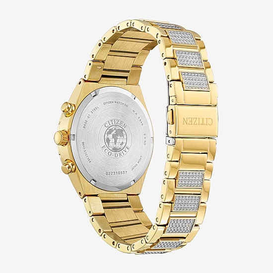 Citizen Eco-Drive Mens Crystal Accent Gold Tone Stainless Steel Bracelet Watch Ca0752-58l