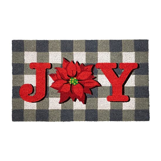 Northlight Poinsettia Coir Indoor Rectangular Doormat