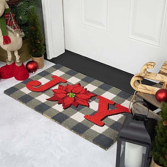 Northlight Poinsettia Coir Indoor Rectangular Doormat