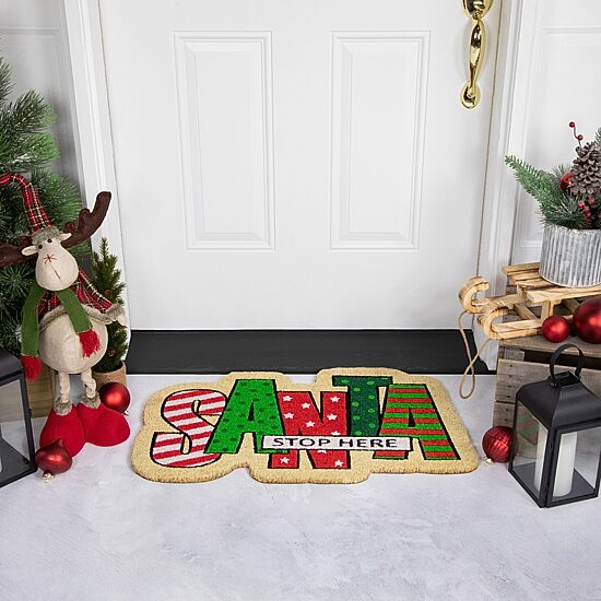 Northlight Santa Stop Here Indoor Rectangular Doormat
