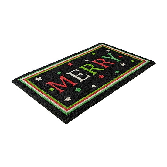 Northlight Black Coir Merry Indoor Rectangular Doormat