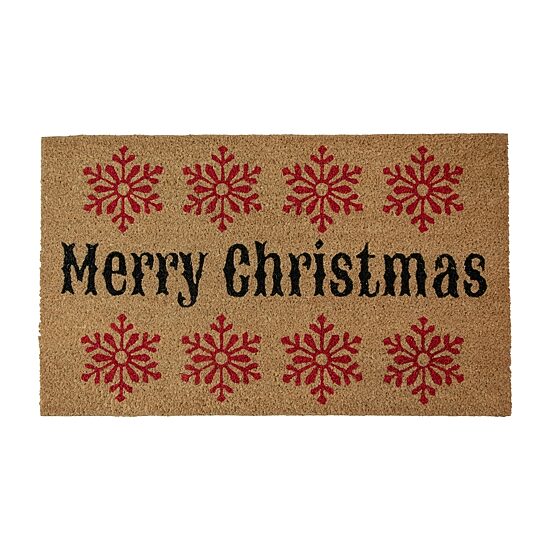 Northlight Coir Merry Snowflake Indoor Rectangular Doormat