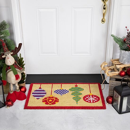 Northlight Tan Brown And Red Coir Indoor Rectangular Doormat