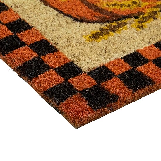Northlight Checkered Fall Pumpkin Outdoor Rectangular Doormat