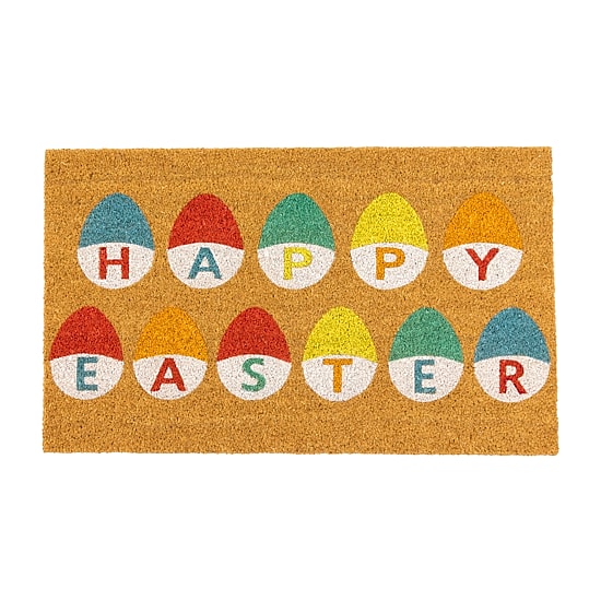 Northlight Natural Coir Happy Easter Egg 18"X30" Outdoor Rectangular Doormat