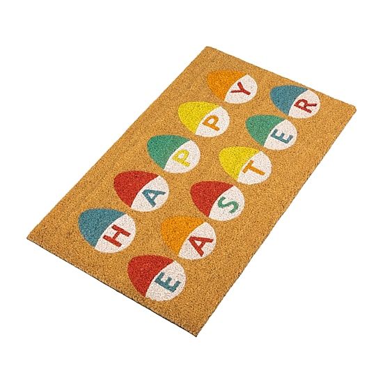 Northlight Natural Coir Happy Easter Egg 18"X30" Outdoor Rectangular Doormat