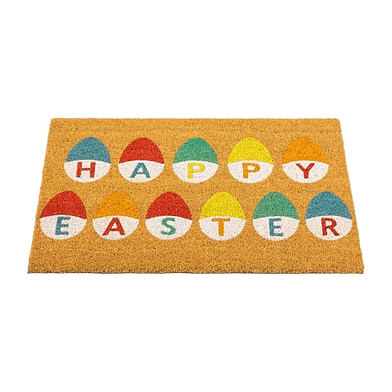Northlight Natural Coir Happy Easter Egg 18"X30" Outdoor Rectangular Doormat