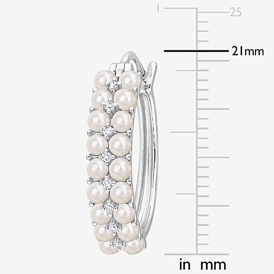 Womens 1/10 CT. T.W. White Cultured Freshwater Pearl 14K Gold 21.1mm Hoop Earrings