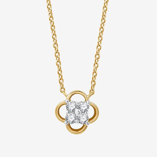 Womens 1/6 CT. T.W. Lab Grown White Diamond 10K Gold 17 Inch Pendant Necklace