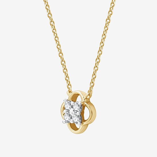 Womens 1/6 CT. T.W. Lab Grown White Diamond 10K Gold 17 Inch Pendant Necklace