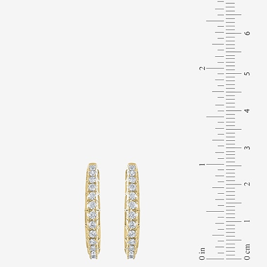 Womens 1 CT. T.W. Natural White Diamond 14K Gold 24.9mm Hoop Earrings