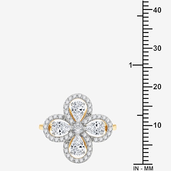 Womens 1 1/5 CT. T.W. Lab Grown White Diamond 10K Gold Flower Cocktail Ring