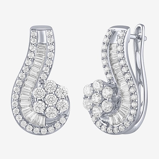 Diamond Blossom (G / Si2) Womens 2 CT. T.W. Lab Grown White Diamond 10K Gold Drop Earrings