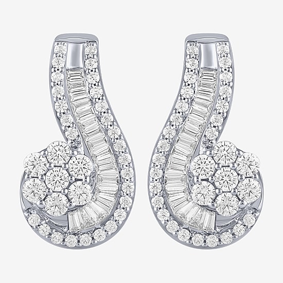 Diamond Blossom (G / Si2) Womens 2 CT. T.W. Lab Grown White Diamond 10K Gold Drop Earrings