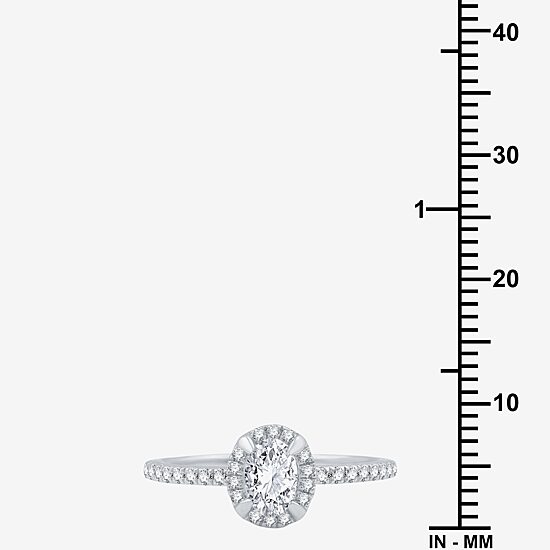 I Said Yes (G / Si1-Si2) Womens 1 CT. T.W. Lab Grown White Diamond Sterling Silver Oval Side Stone Halo Bridal Set