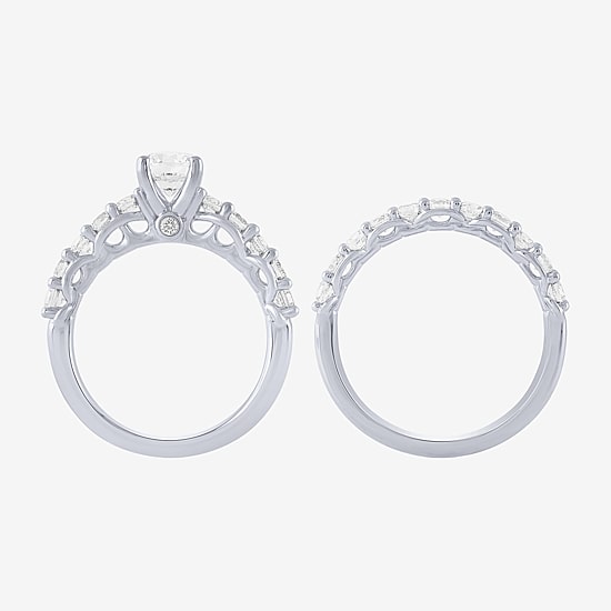 Signature By Modern Bride (H-I / I1) Womens 2 CT. T.W. Lab Grown White Diamond 10K Gold Side Stone Bridal Set