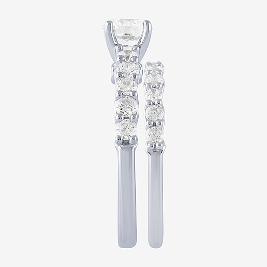 Signature By Modern Bride (H-I / I1) Womens 2 CT. T.W. Lab Grown White Diamond 10K Gold Side Stone Bridal Set